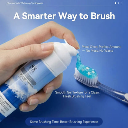 Niacinamide Foaming Whitening Toothpaste 8X - Fresh Breath Stain Removal Gentle Teeth Cleaning