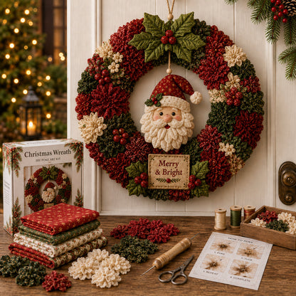 ⏰ LAST DAY 50% OFF ✨ Make A Christmas Wreath You'll Be Proud To Display 🎄❤️ 3D Fabric Poke DIY Kit With Tutorial & Guide Included