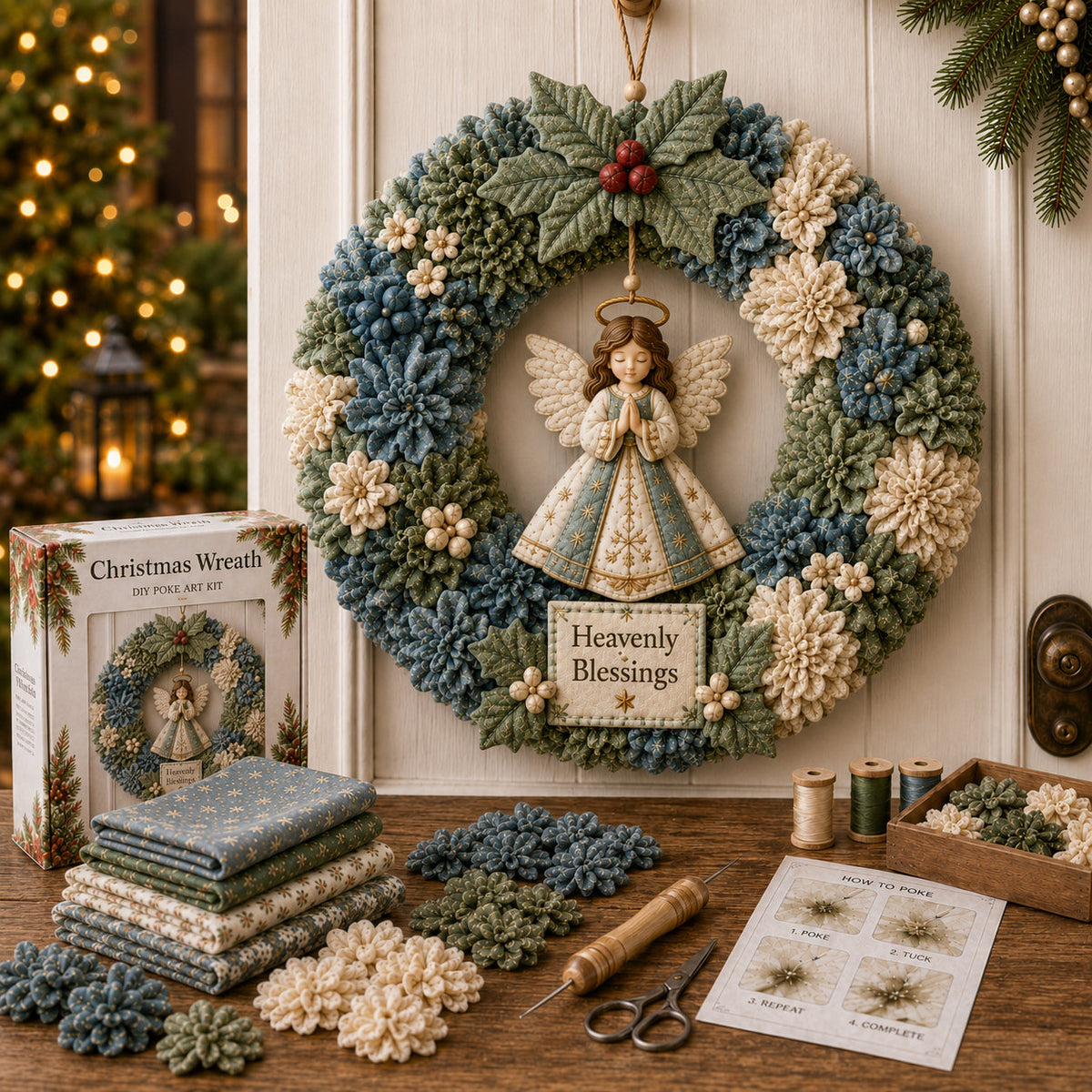 ⏰ LAST DAY 50% OFF ✨ Make A Christmas Wreath You'll Be Proud To Display 🎄❤️ 3D Fabric Poke DIY Kit With Tutorial & Guide Included
