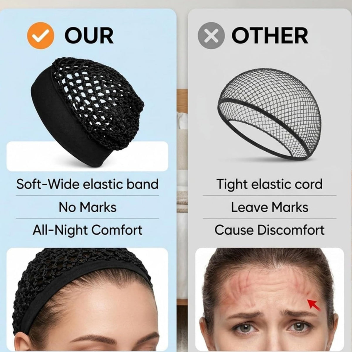💖Hot 49% OFF🌹🌙 3-Piece Stretchy Wide-Edge Sleeping Cap Set