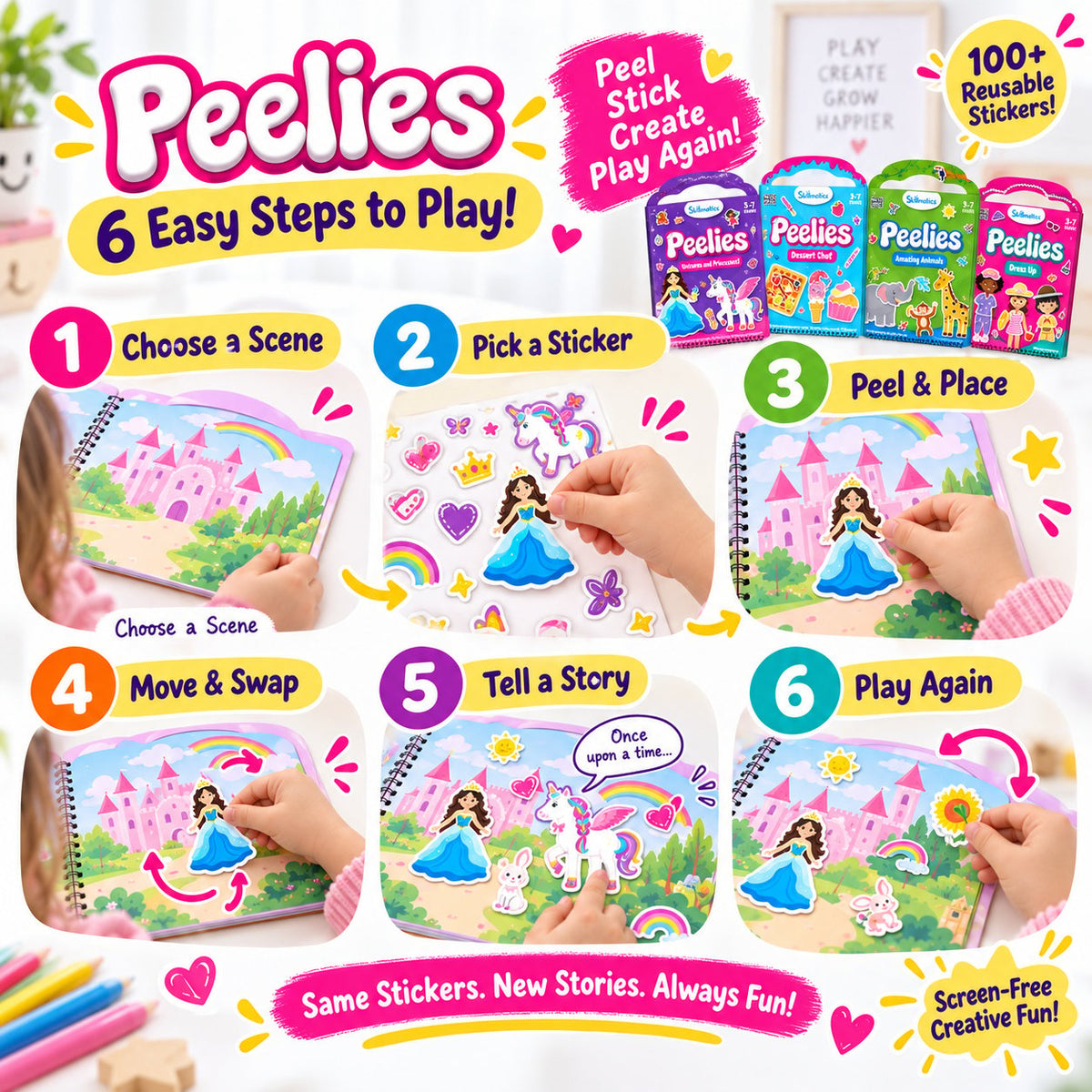 🌈 Reusable Sticker Activity Book — 100+ Stickers for Creative Play