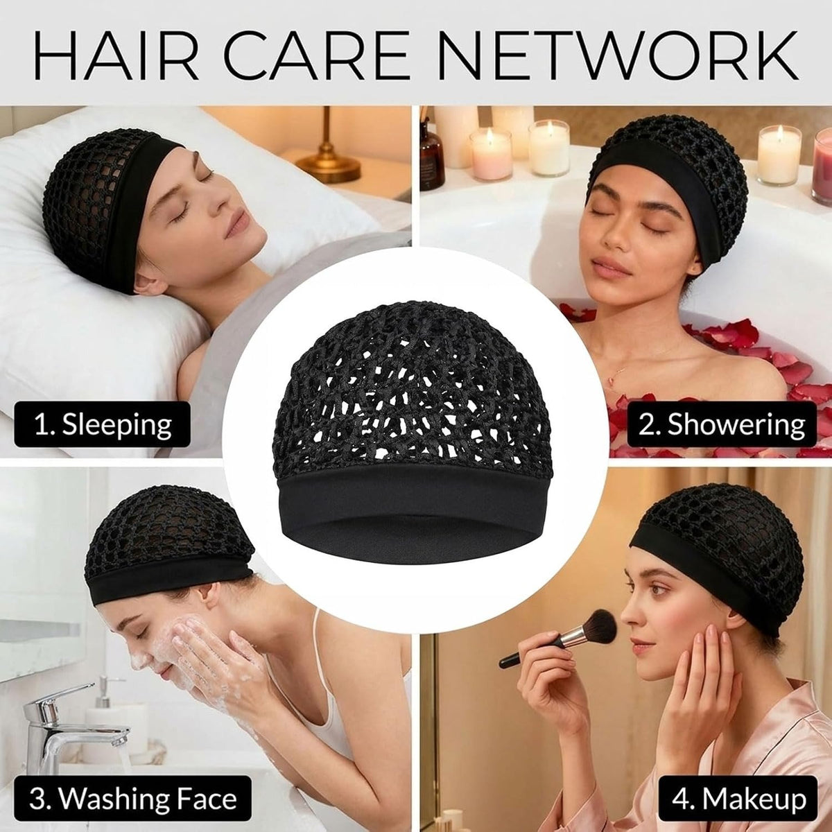 💖Hot 49% OFF🌹🌙 3-Piece Stretchy Wide-Edge Sleeping Cap Set
